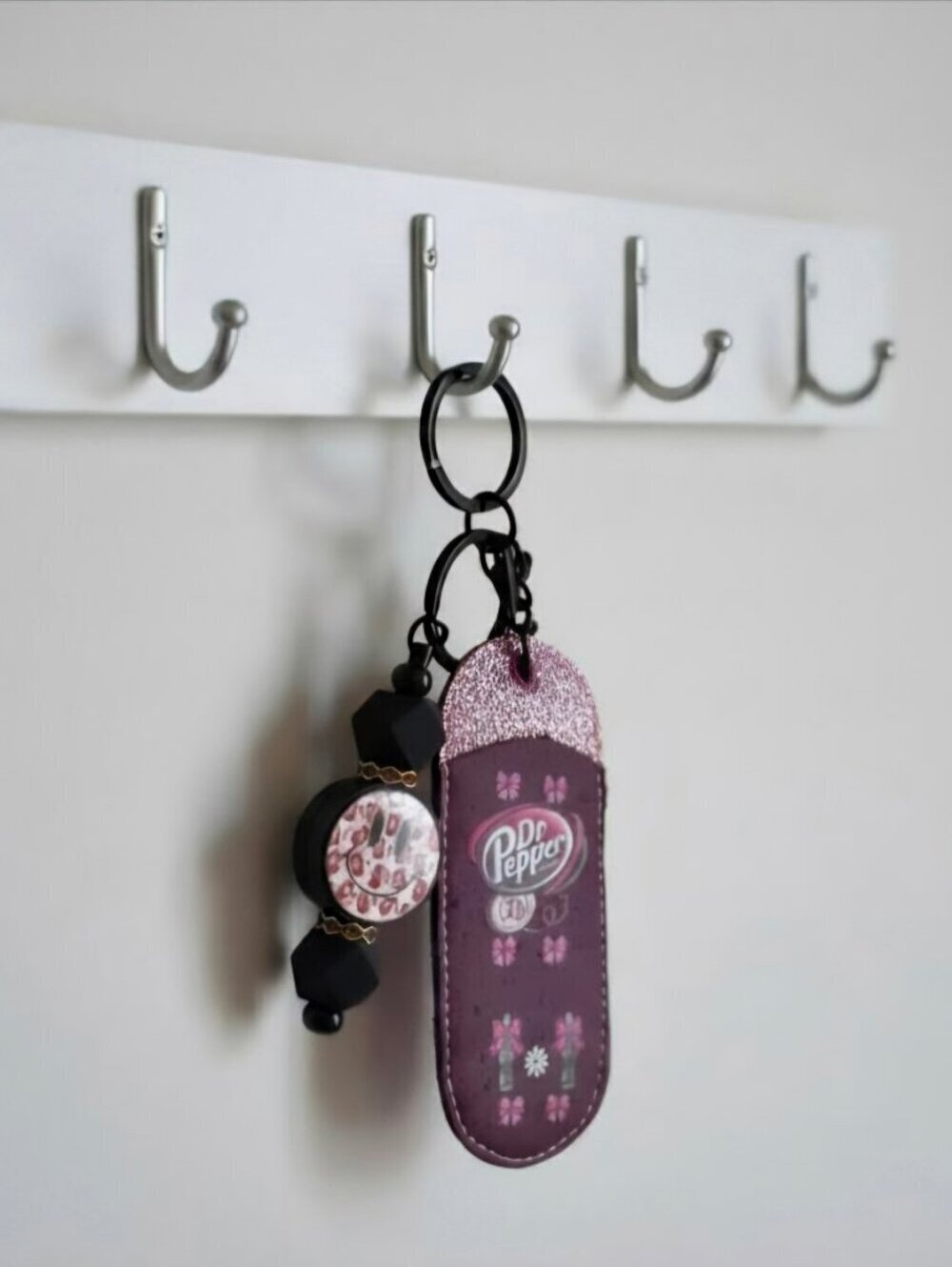 Soda Lip Gloss and Lighter beaded Holder keychain